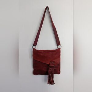 Lisa Leonard your heart in mine boho red leather crossbody bag {deep ruby}
